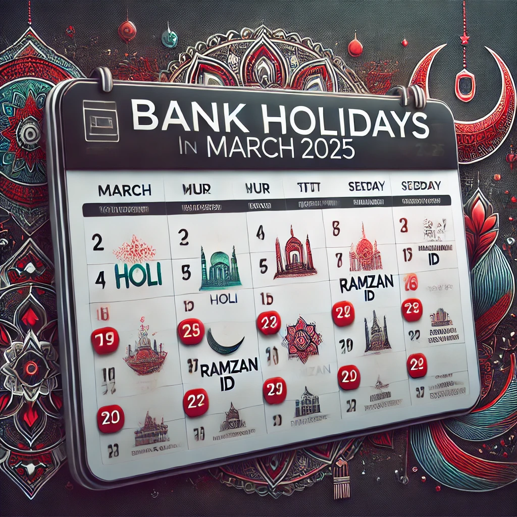 मार्च 2025 में बैंक अवकाश