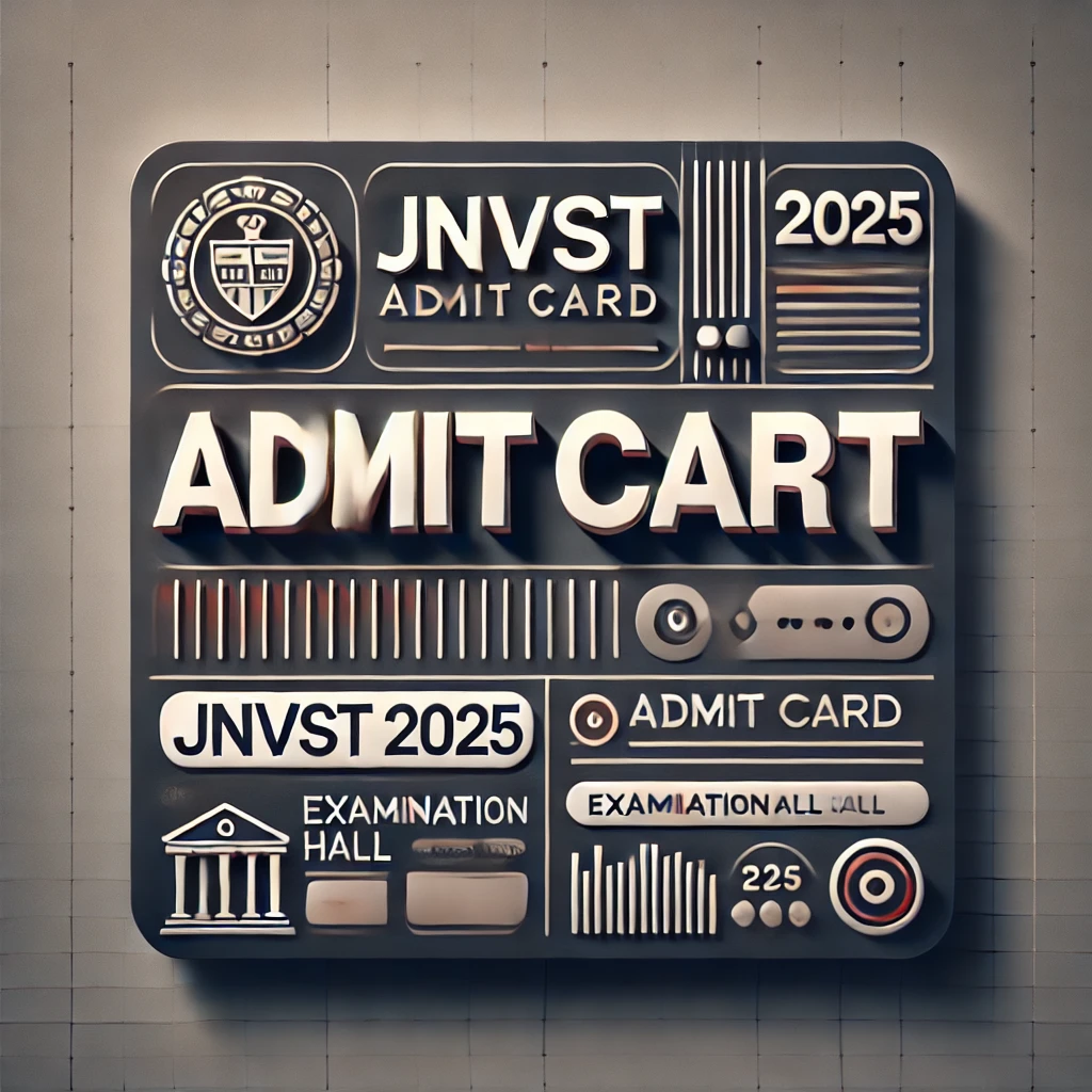 DALL·E 2025 03 25 13.59.26 A digital graphic design with the text JNVST 2025 Admit Card in bold professional typography. The background is sleek with a subtle gradient effect
